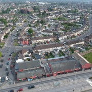 aerial view with youth centre in foreground